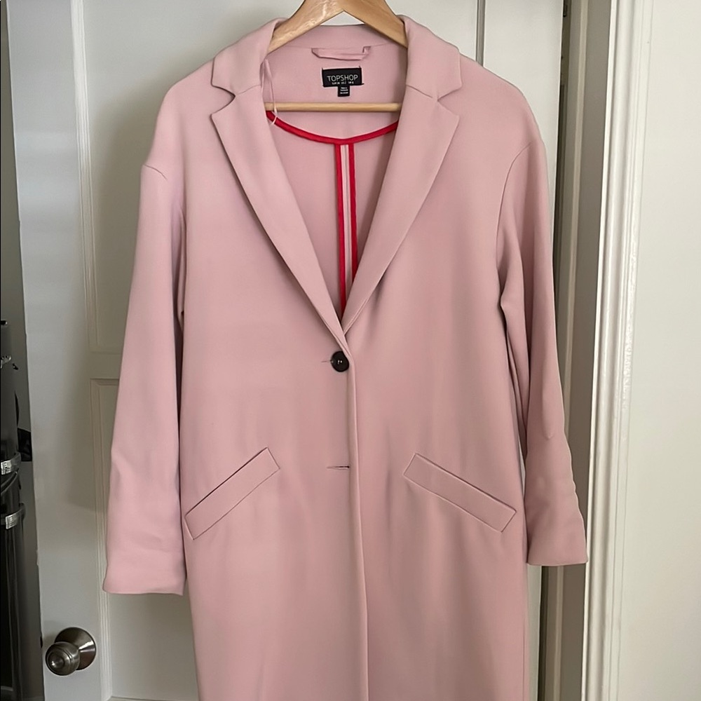 Topshop Pink Trench Coat Modern Wool-Blend